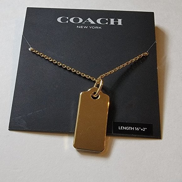 Coach Signature Quilted C Tag Enamel Pendant Necklace - Picture 6 of 7